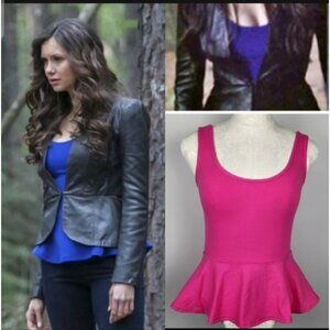 As Seen On Katherine Pierce Alternative Color Pink Bebe Peplum Top Size XS Y2K
